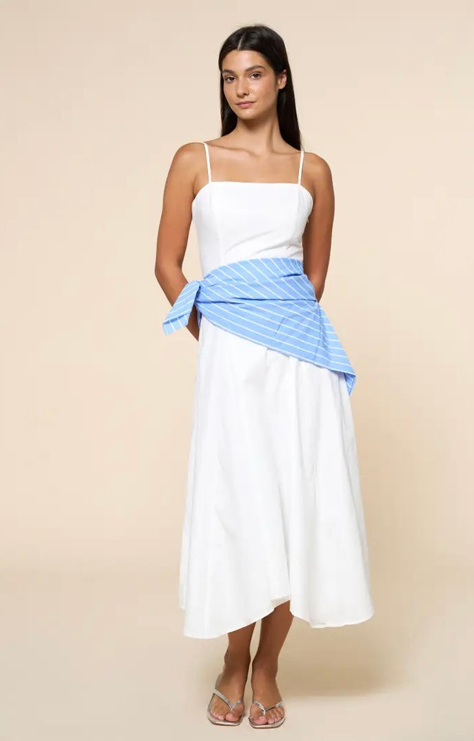 Stripe Waist Bandana Maxi Dress