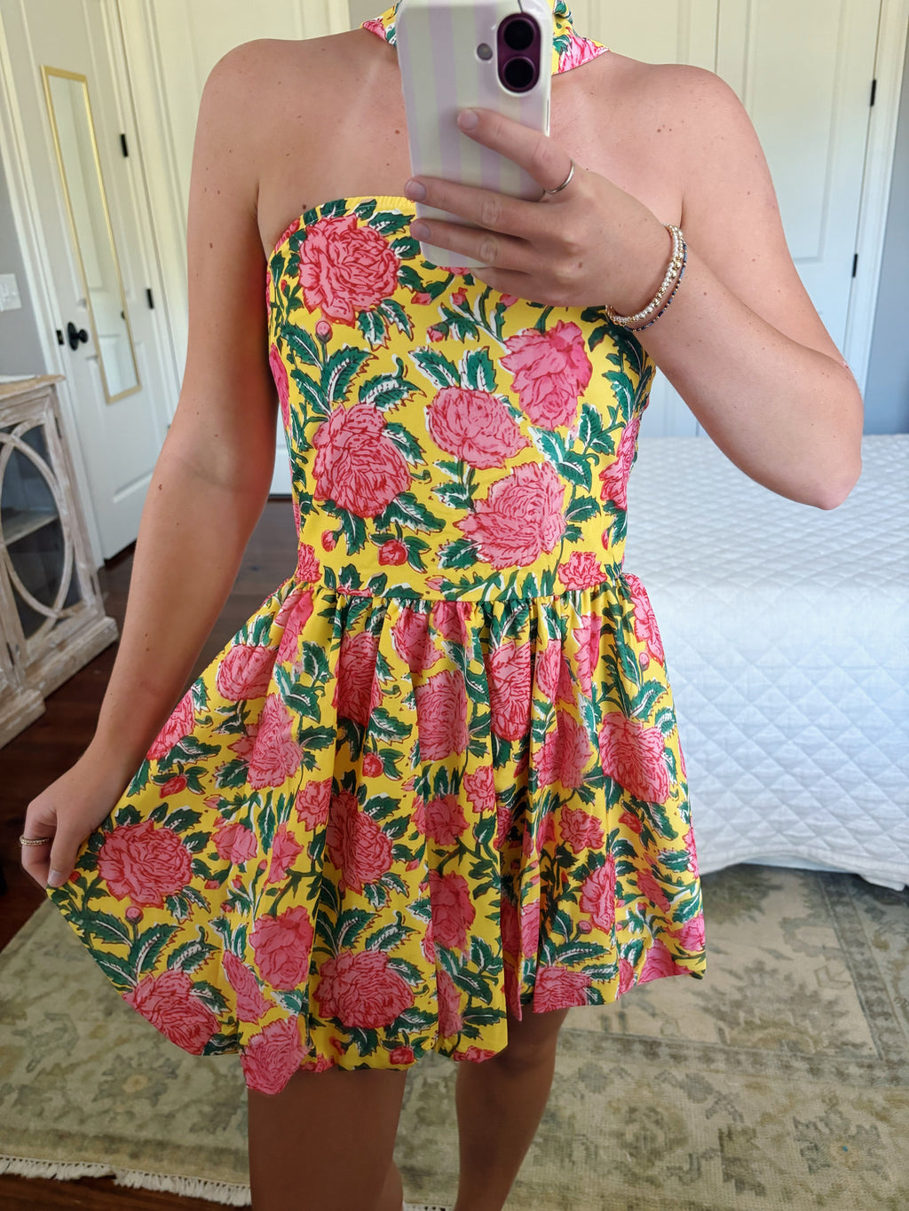 Halter Neck Floral Mini Dress