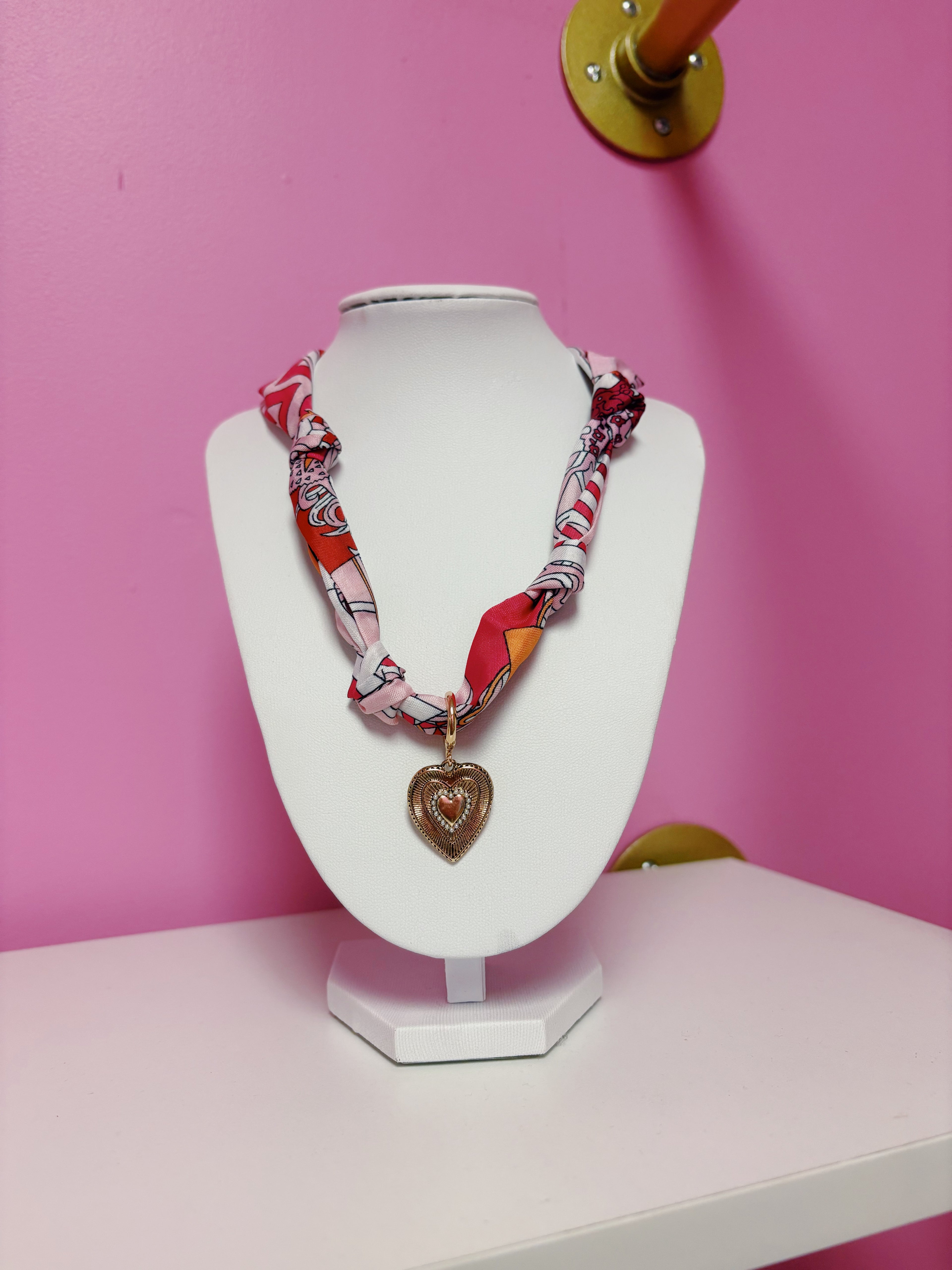 Pearl Heart Scarf Necklace