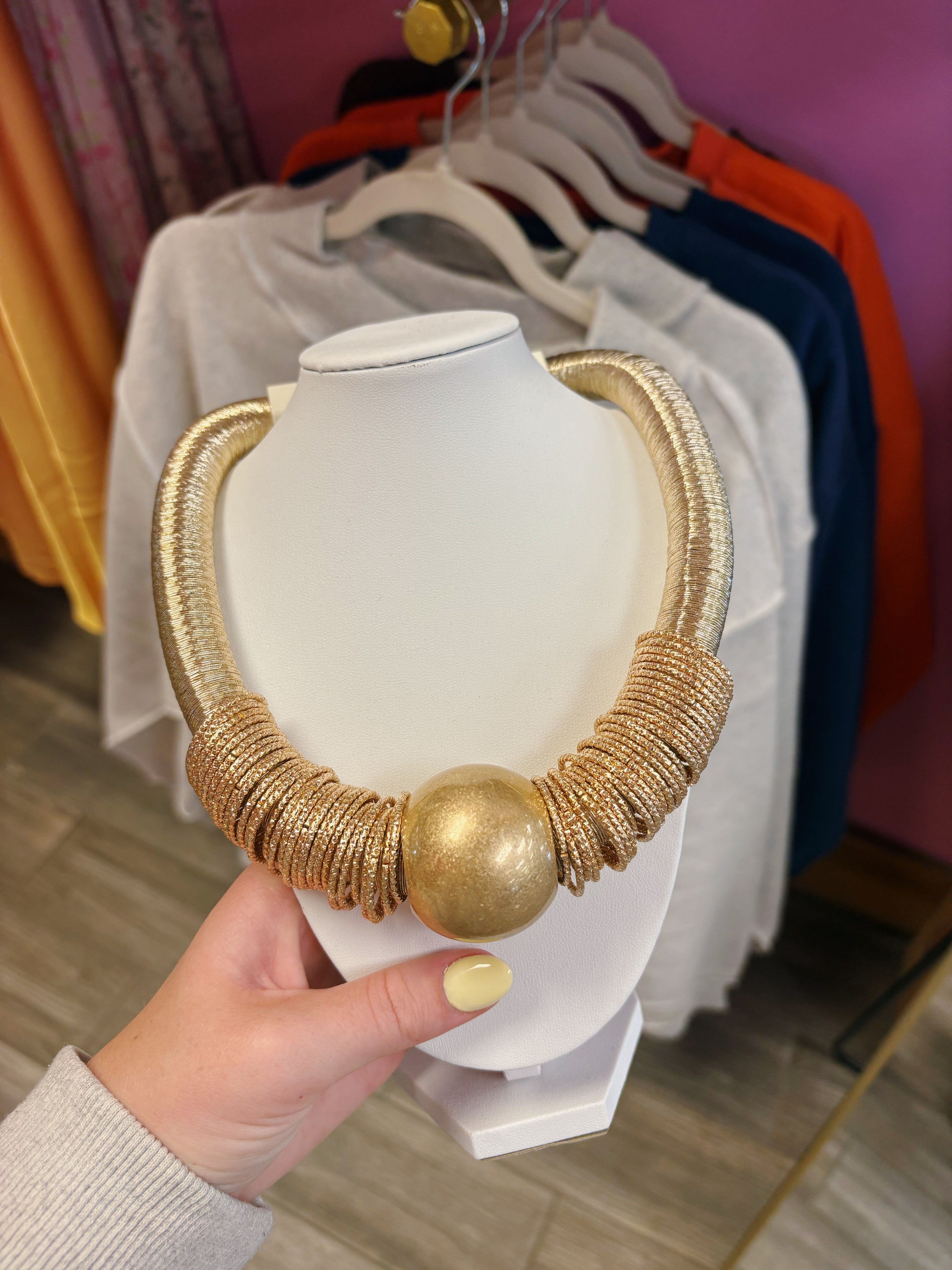 Modern Metallic Coil Necklace