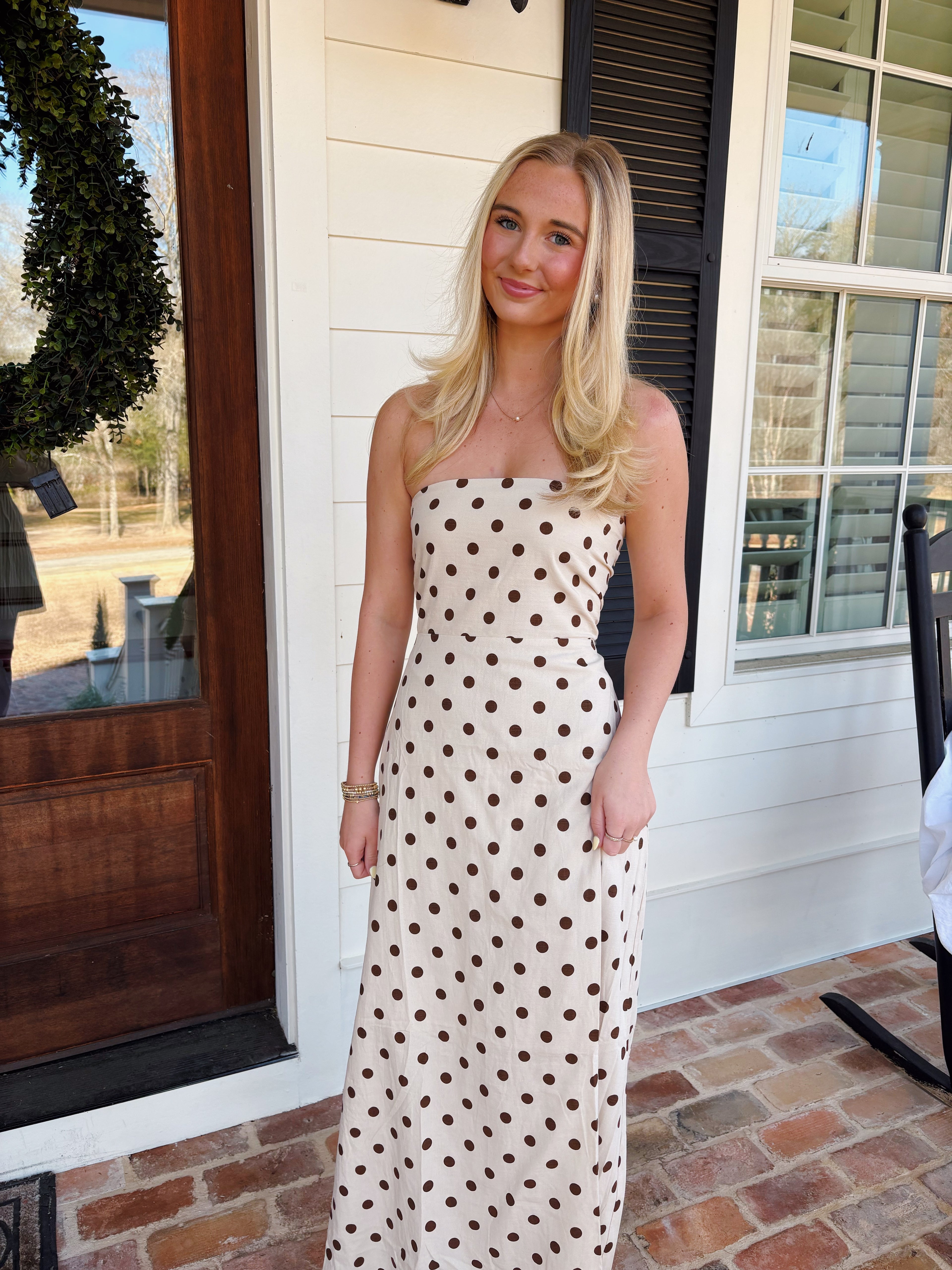 Vivian Strapless Polka Dot Dress