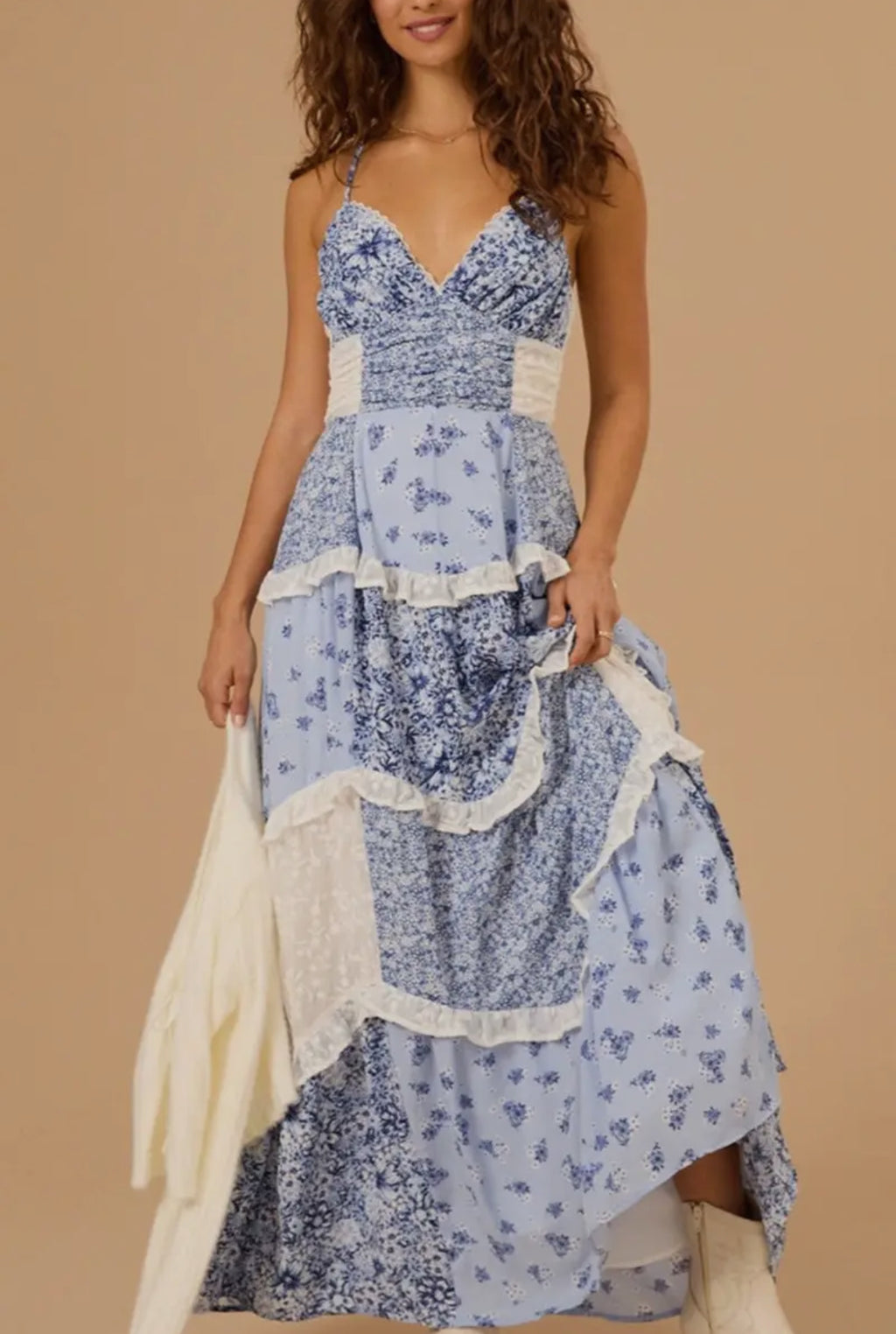 Lauren Floral Patchwork Maxi Dress