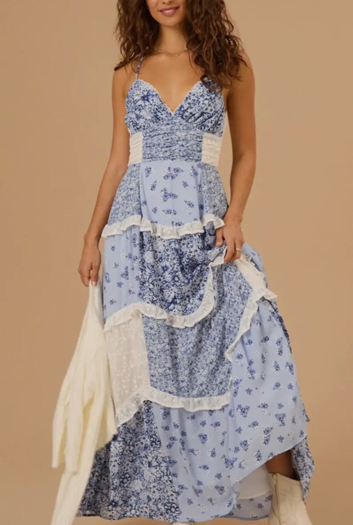 Lauren Floral Patchwork Maxi Dress
