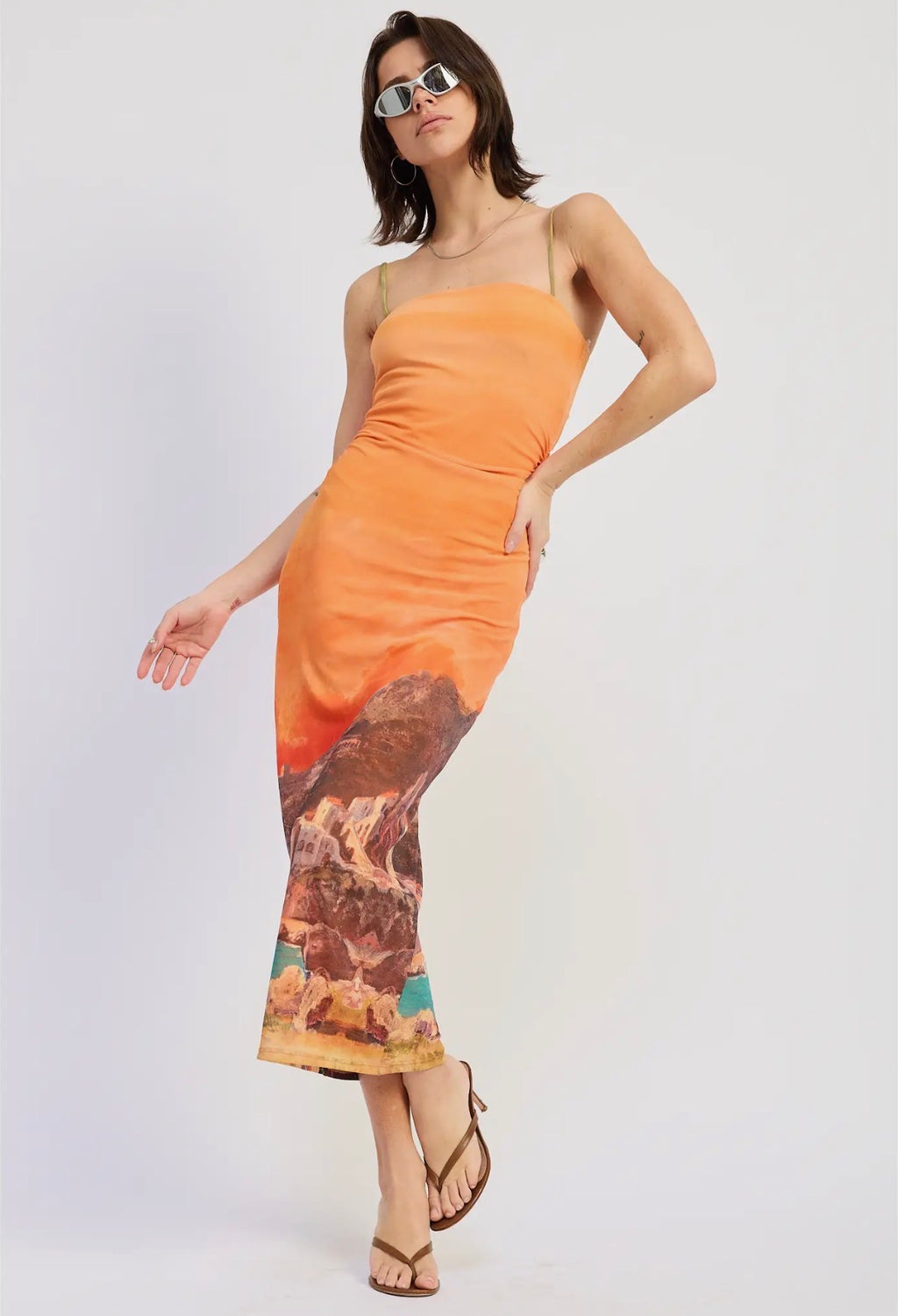 Printed Square Neck Maxi Dress
