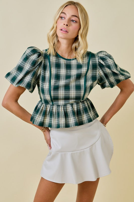 Jolly Green Plaid Top