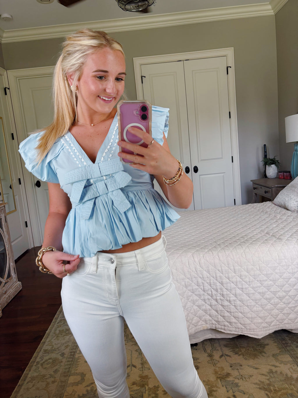 Blue Bow Top