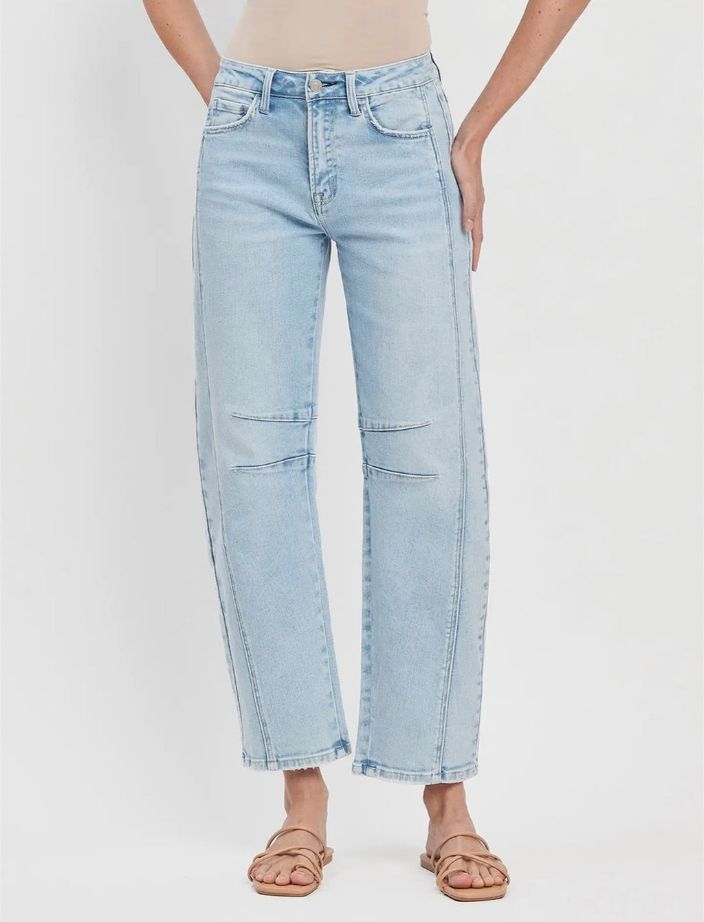 High Rise Light Wash Barrel Jeans
