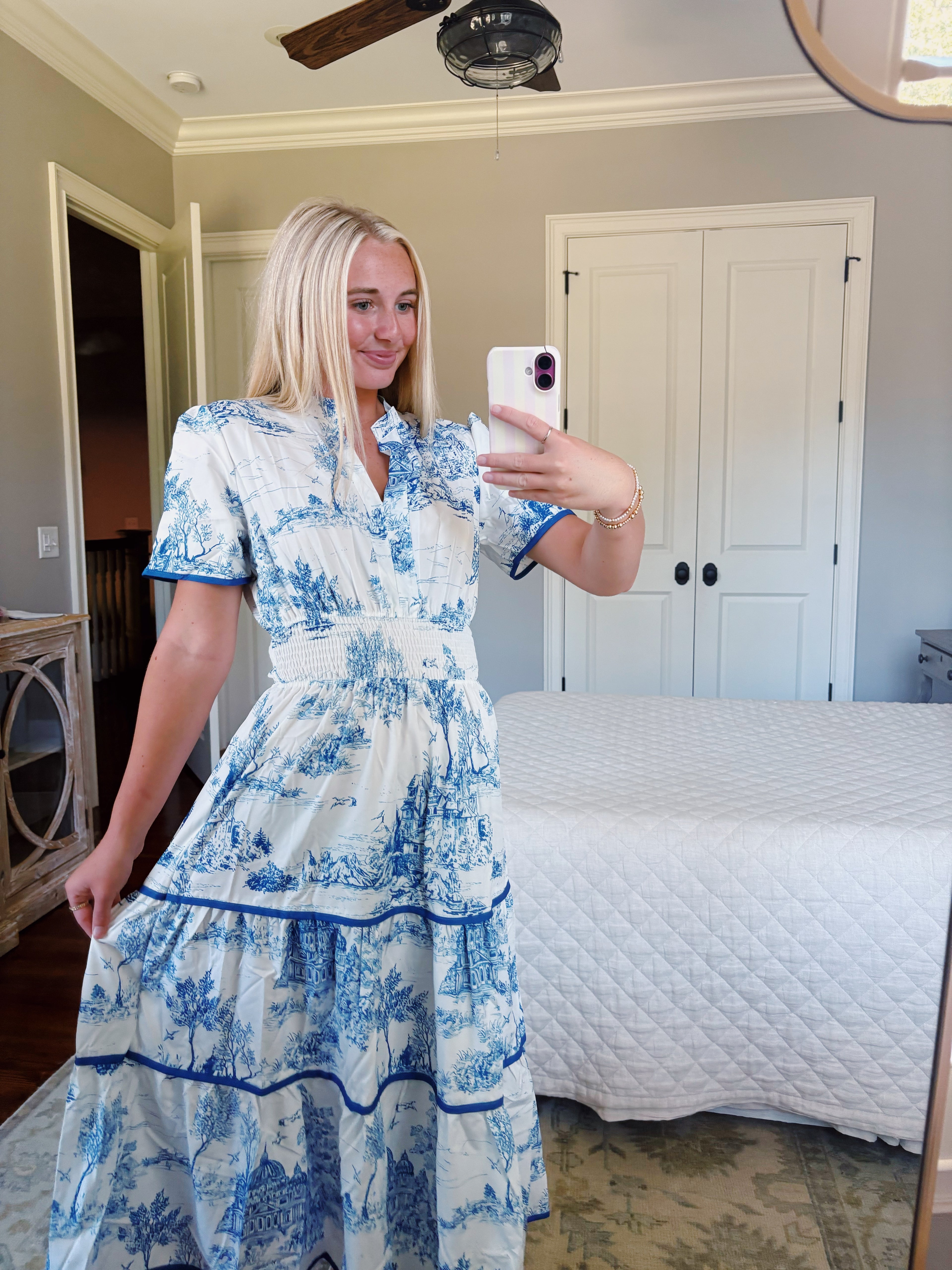 Toile Print Maxi Dress