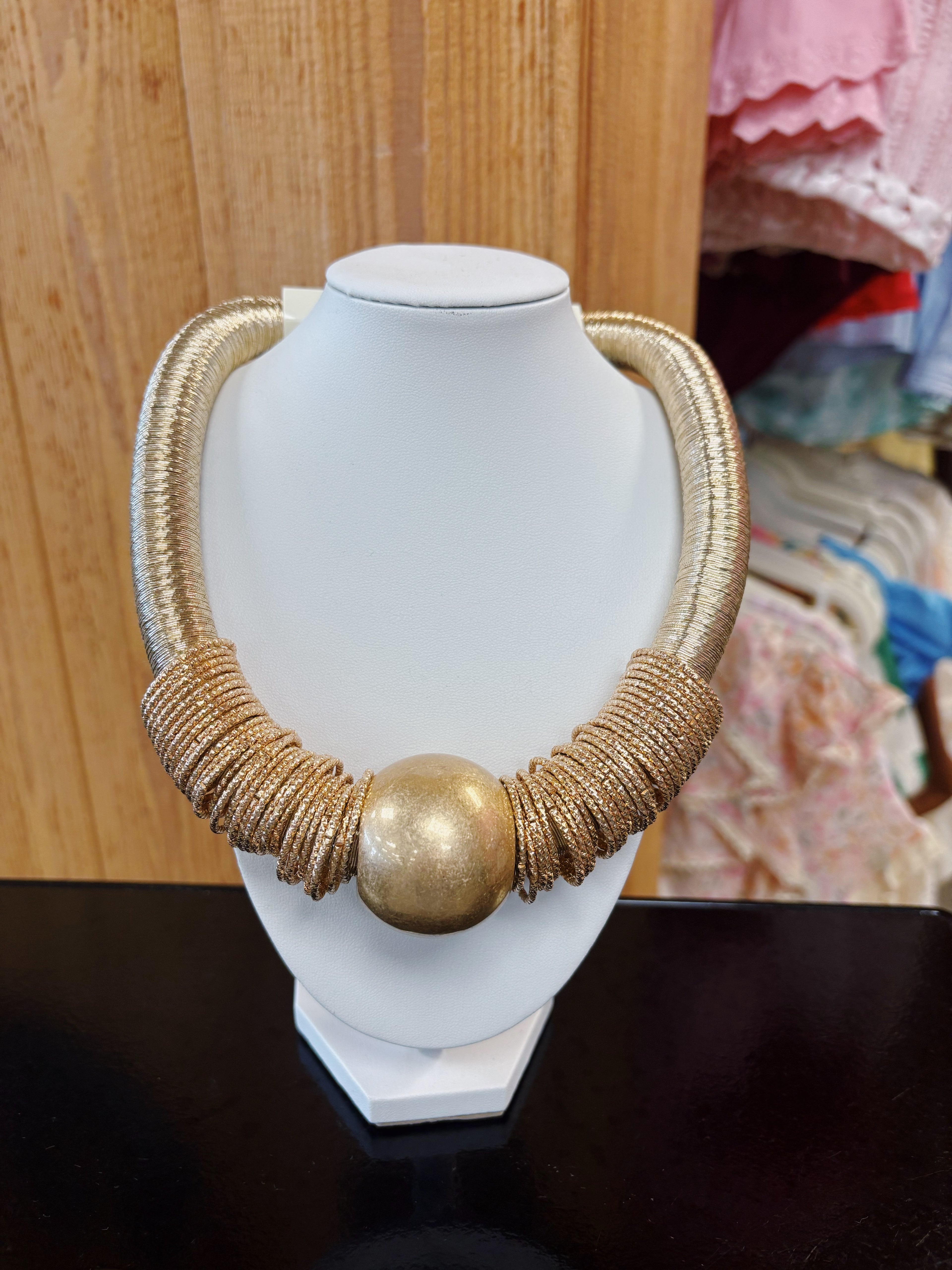 Modern Metallic Coil Necklace