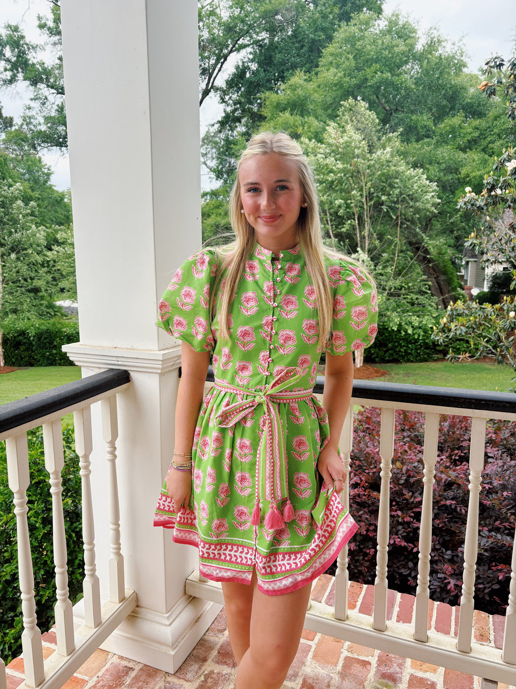 Belted Button Mini Dress