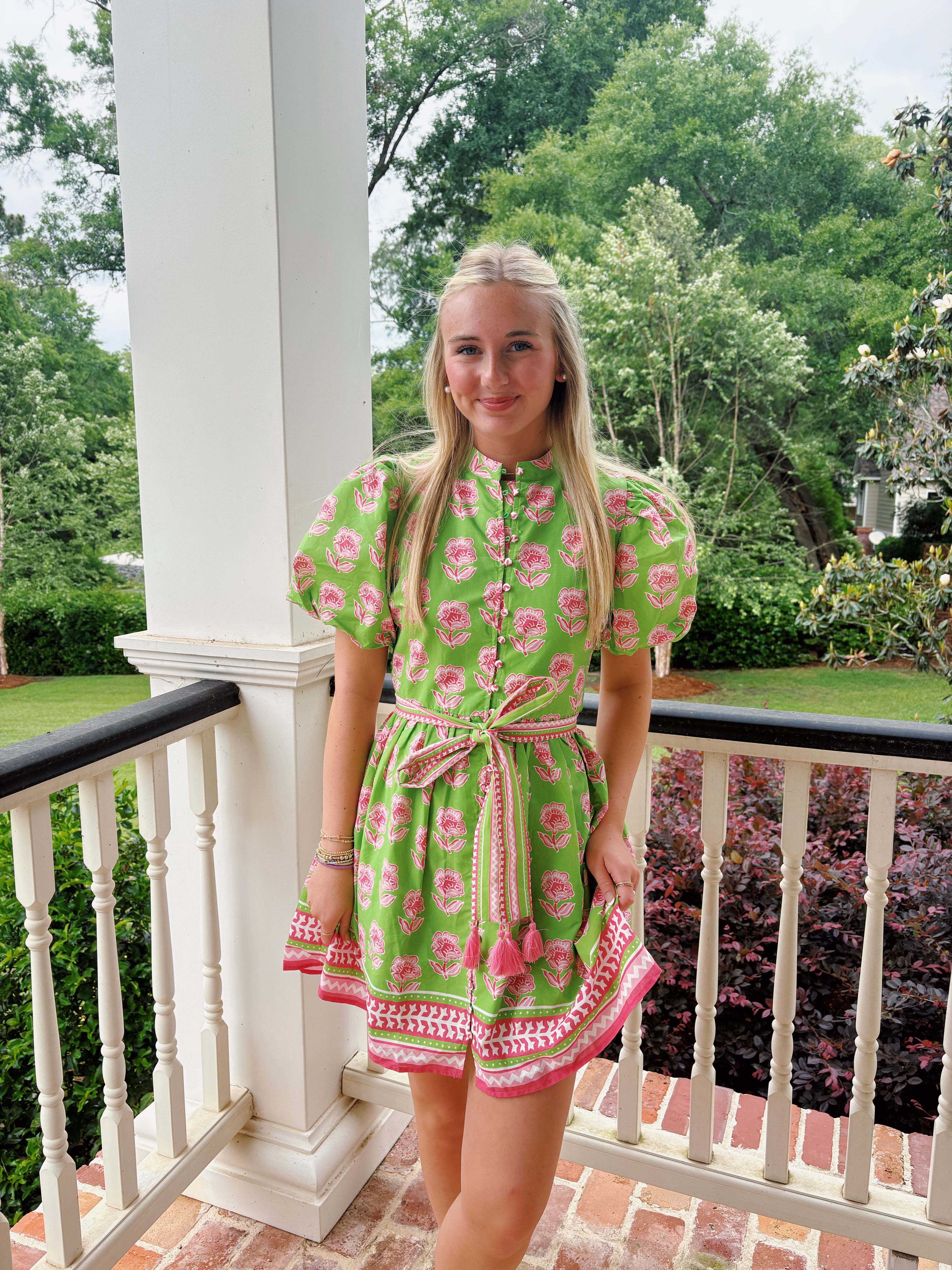 Belted Button Mini Dress