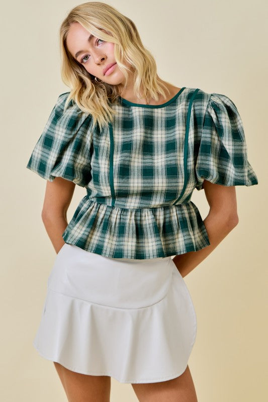 Jolly Green Plaid Top