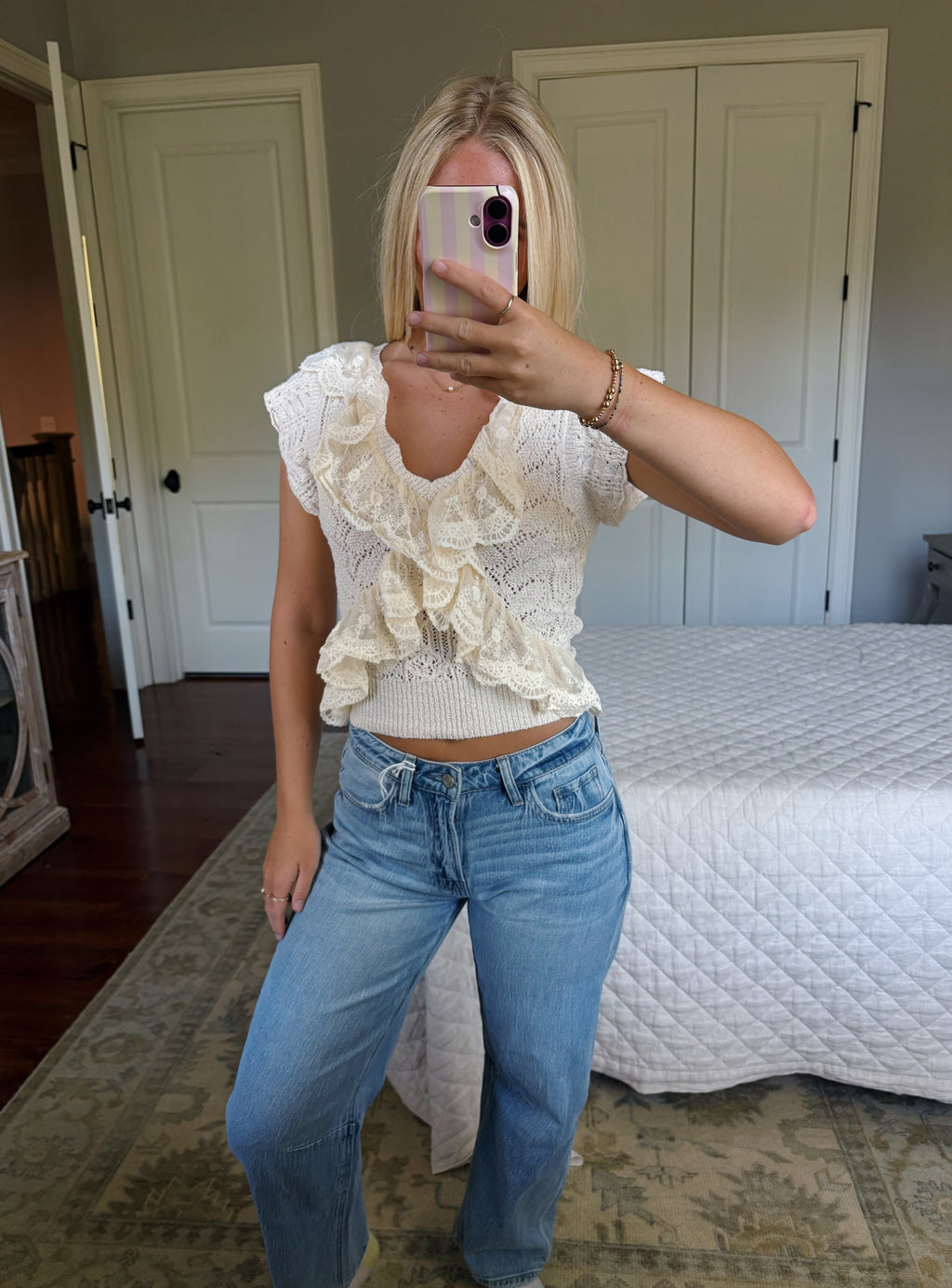 Ruffle Knit Lace Top
