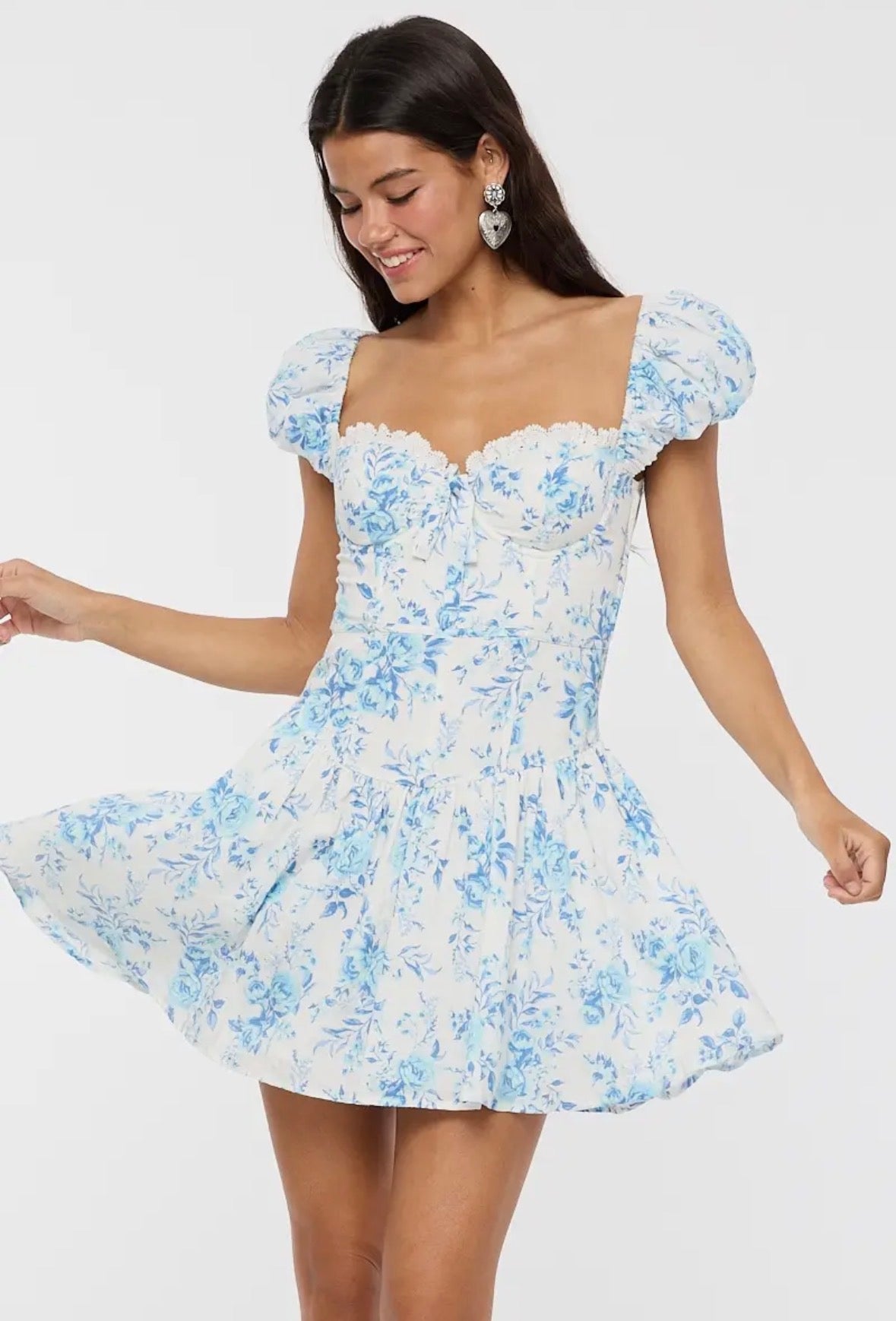 Vivid Floral Sweetheart Mini Dress