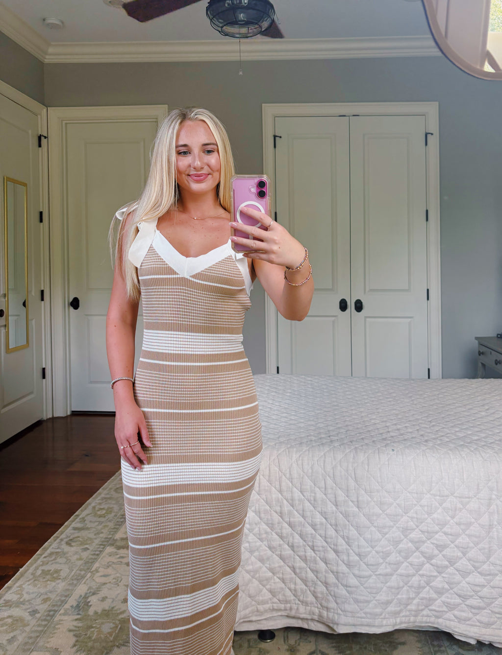 Striped Rib Knit Midi