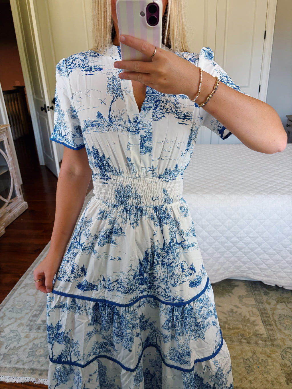 Toile Print Maxi Dress