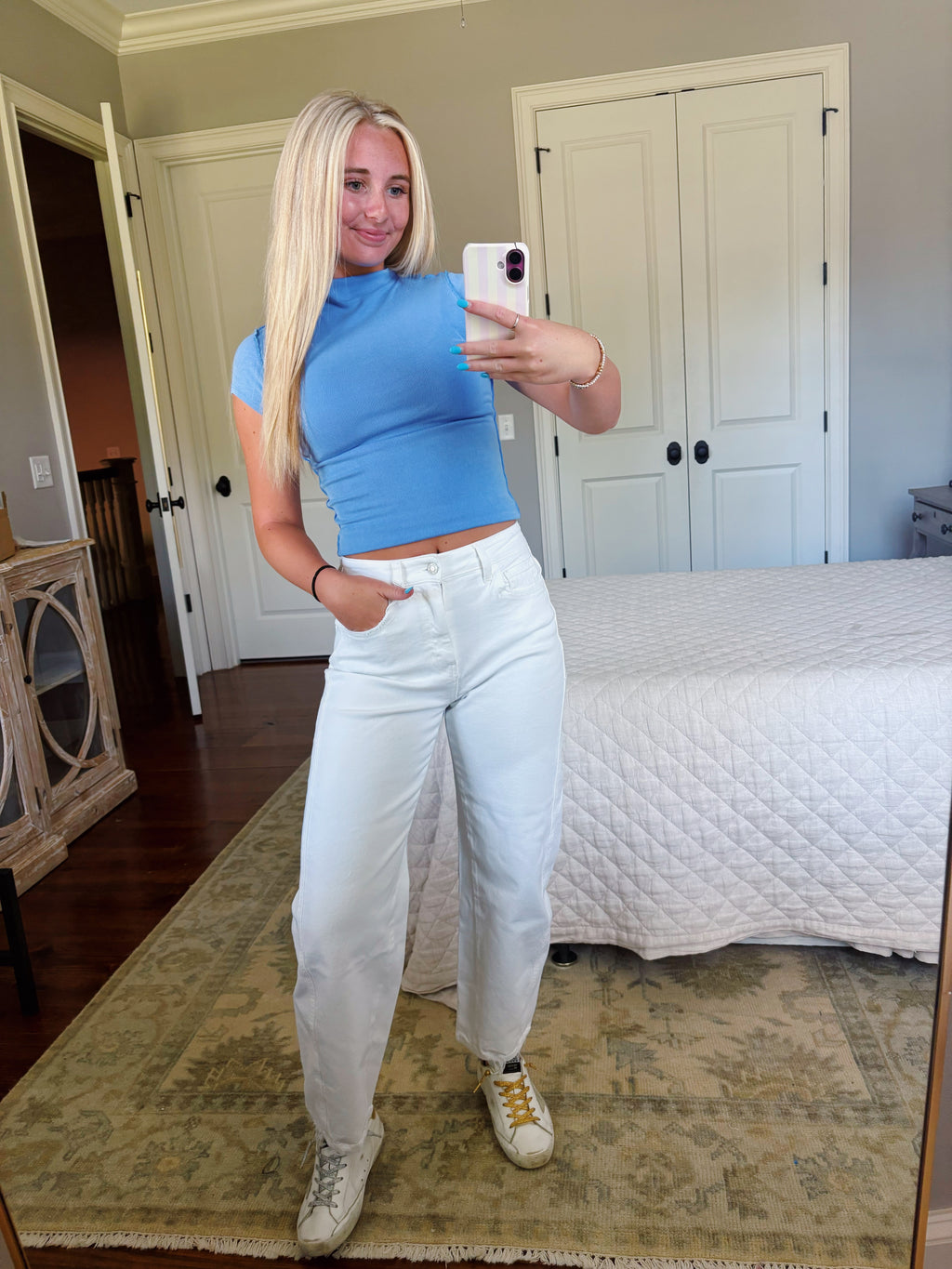 Optic White High Rise Barrel Jeans