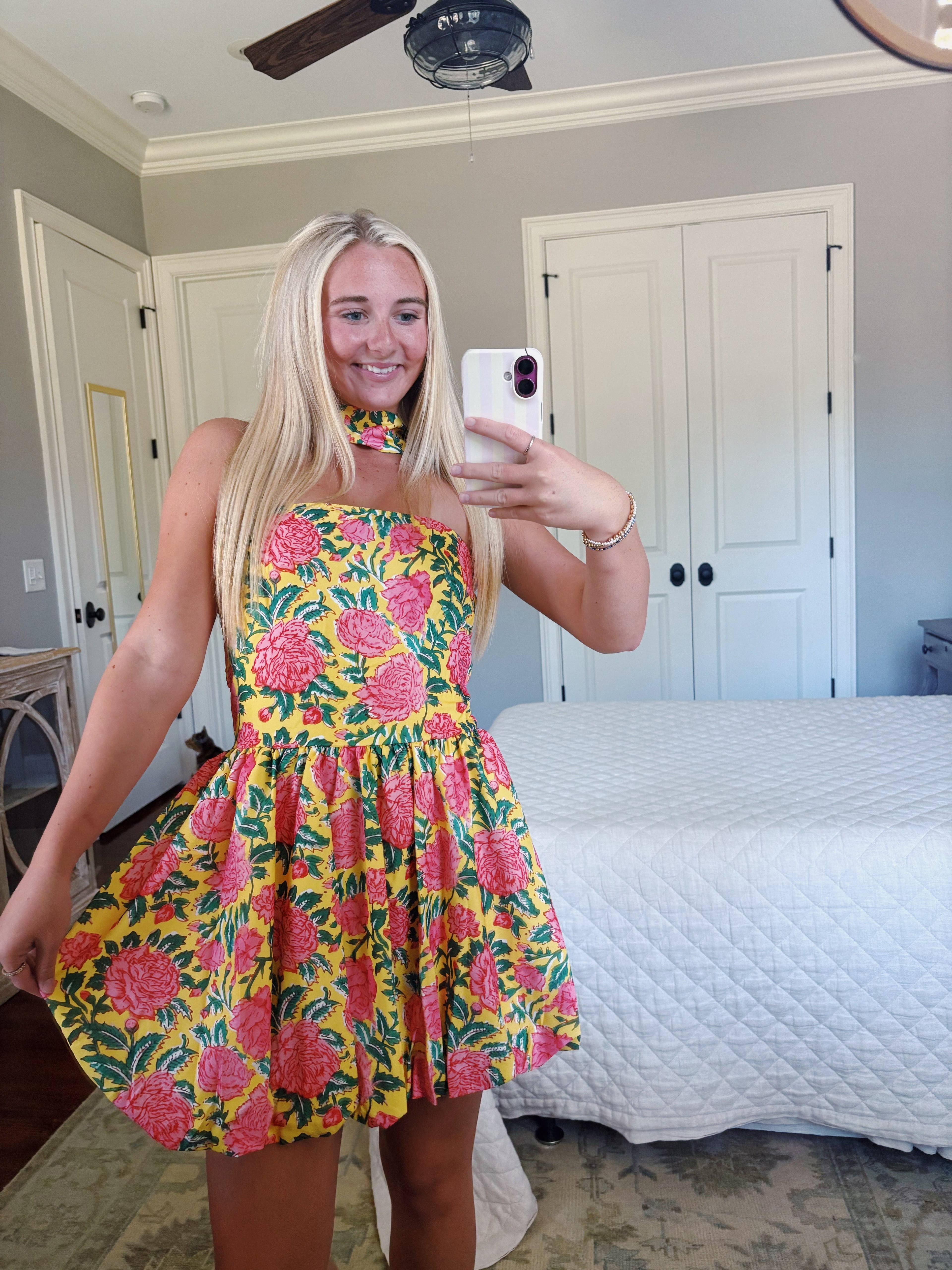 Halter Neck Floral Mini Dress