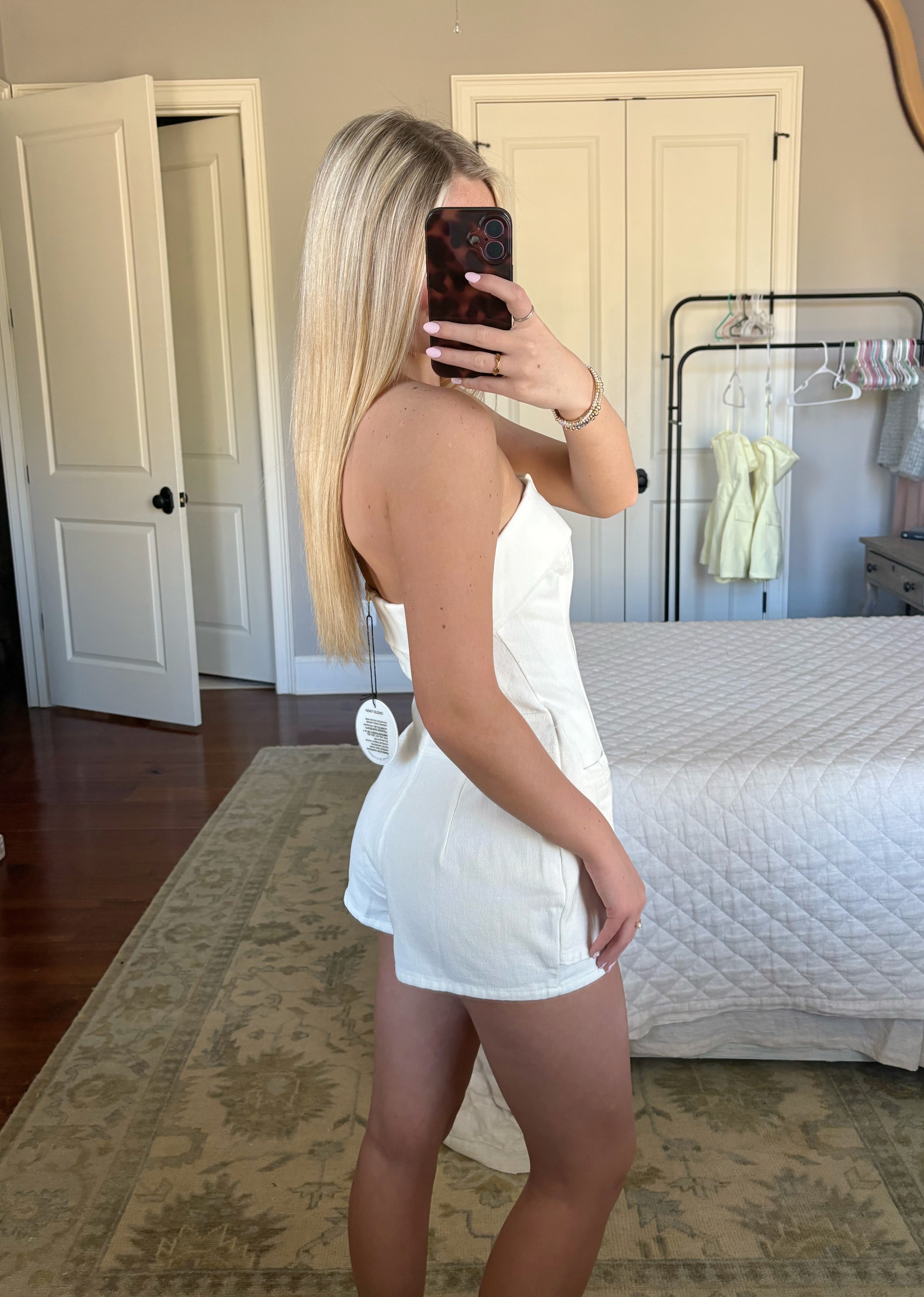 Strapless White Denim Romper