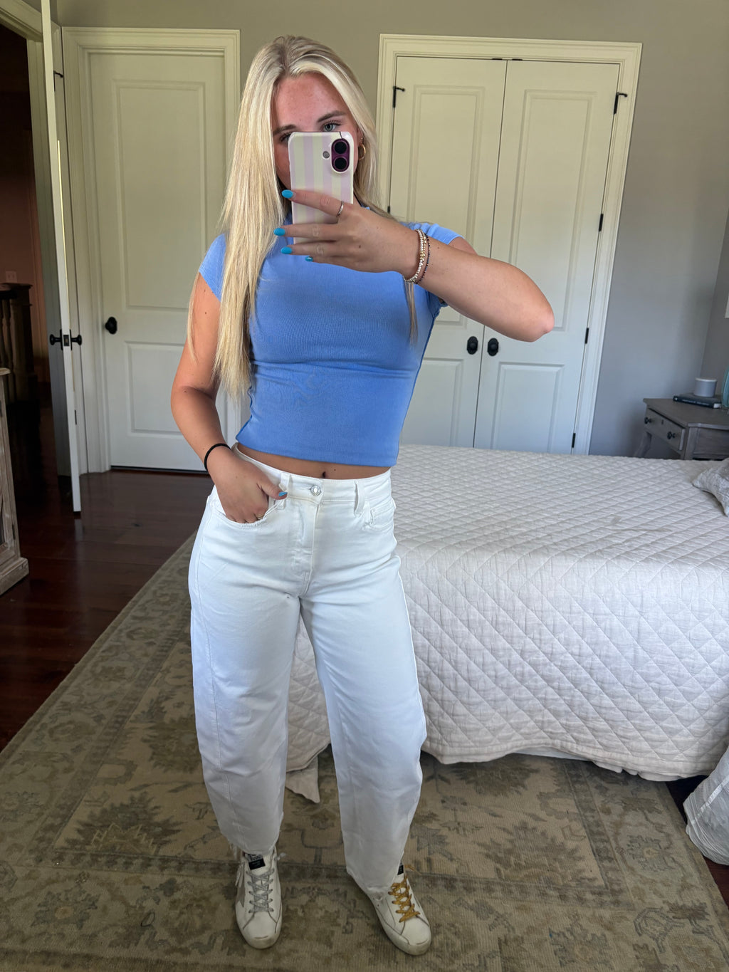 Optic White High Rise Barrel Jeans