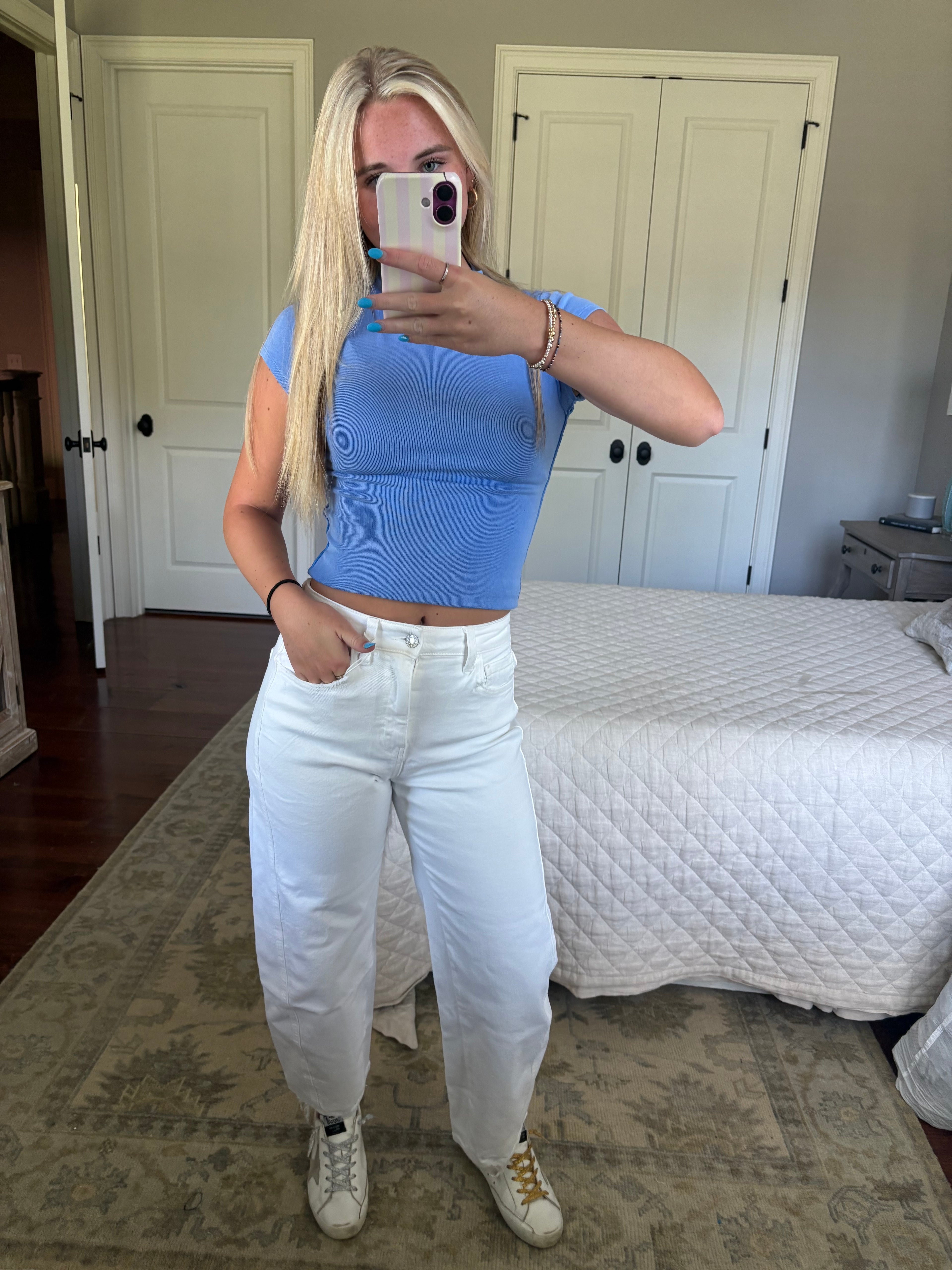 Optic White High Rise Barrel Jeans