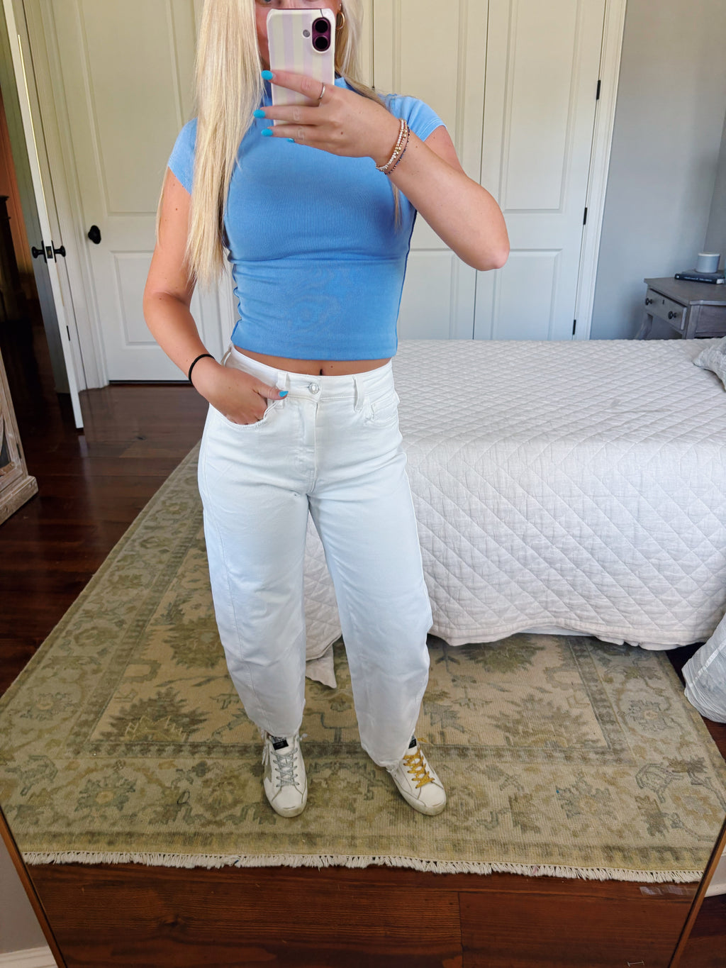 Optic White High Rise Barrel Jeans