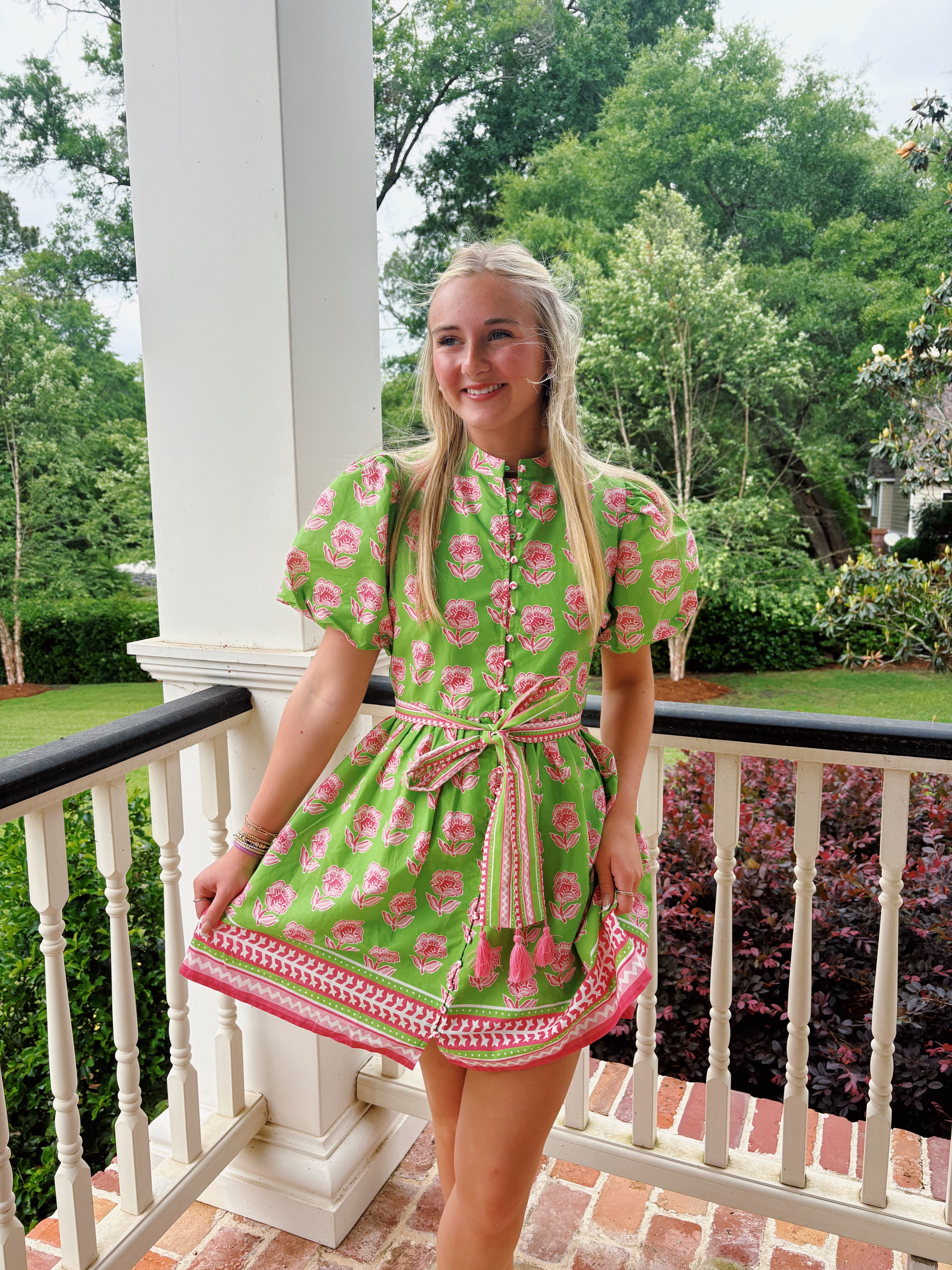 Belted Button Mini Dress