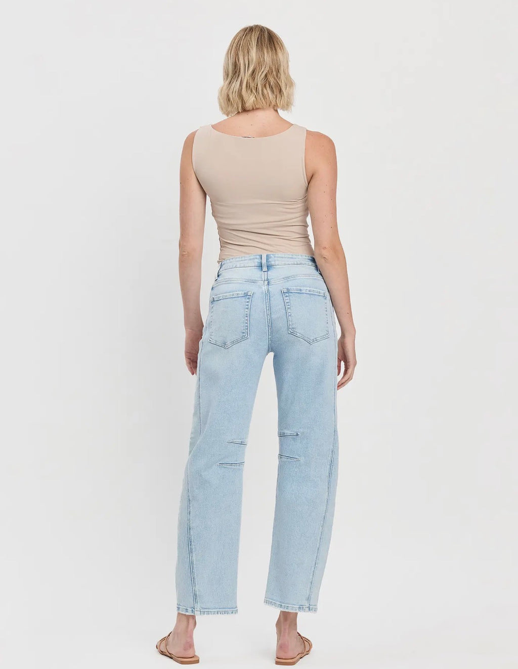 High Rise Light Wash Barrel Jeans