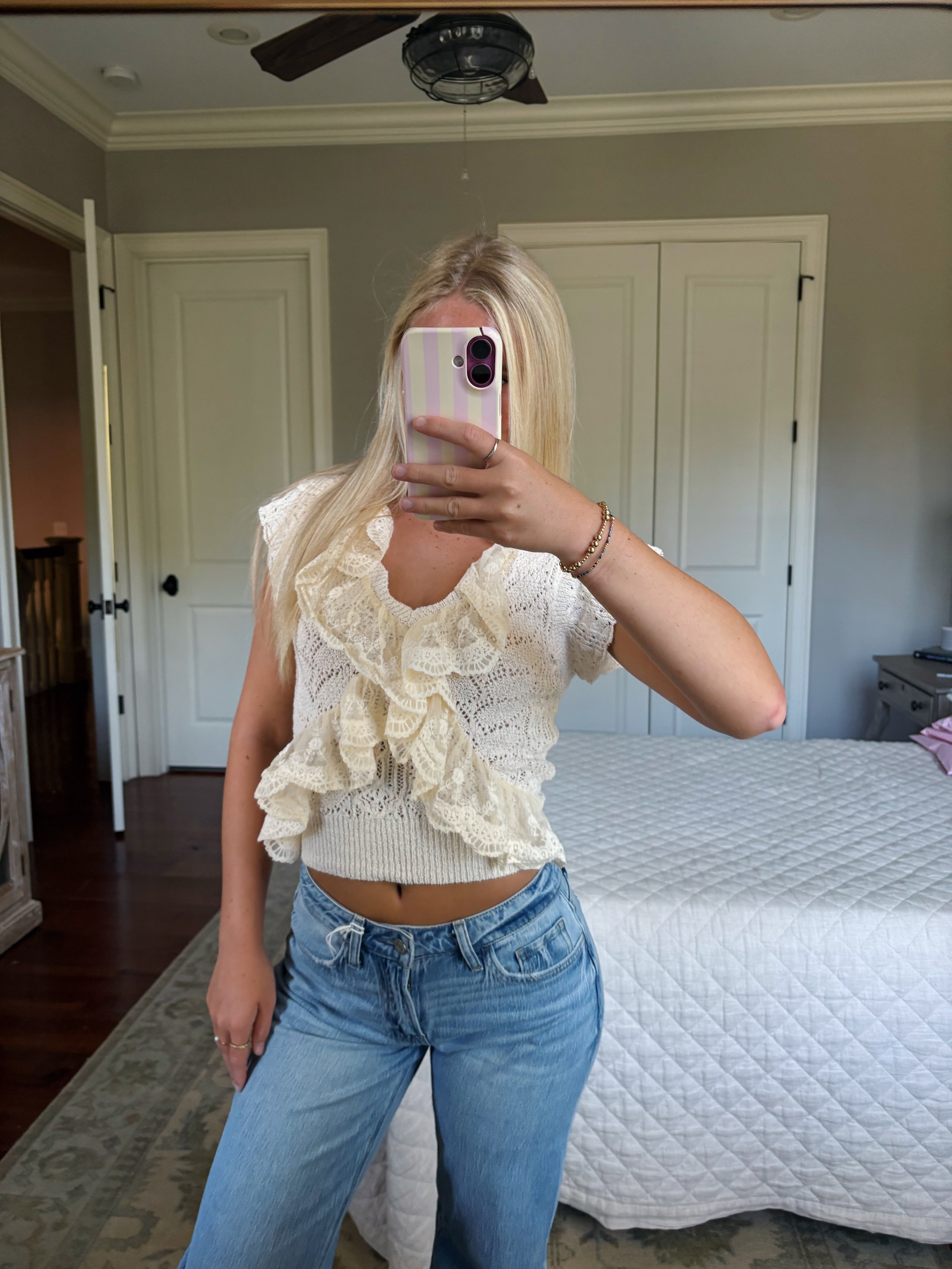 Ruffle Knit Lace Top