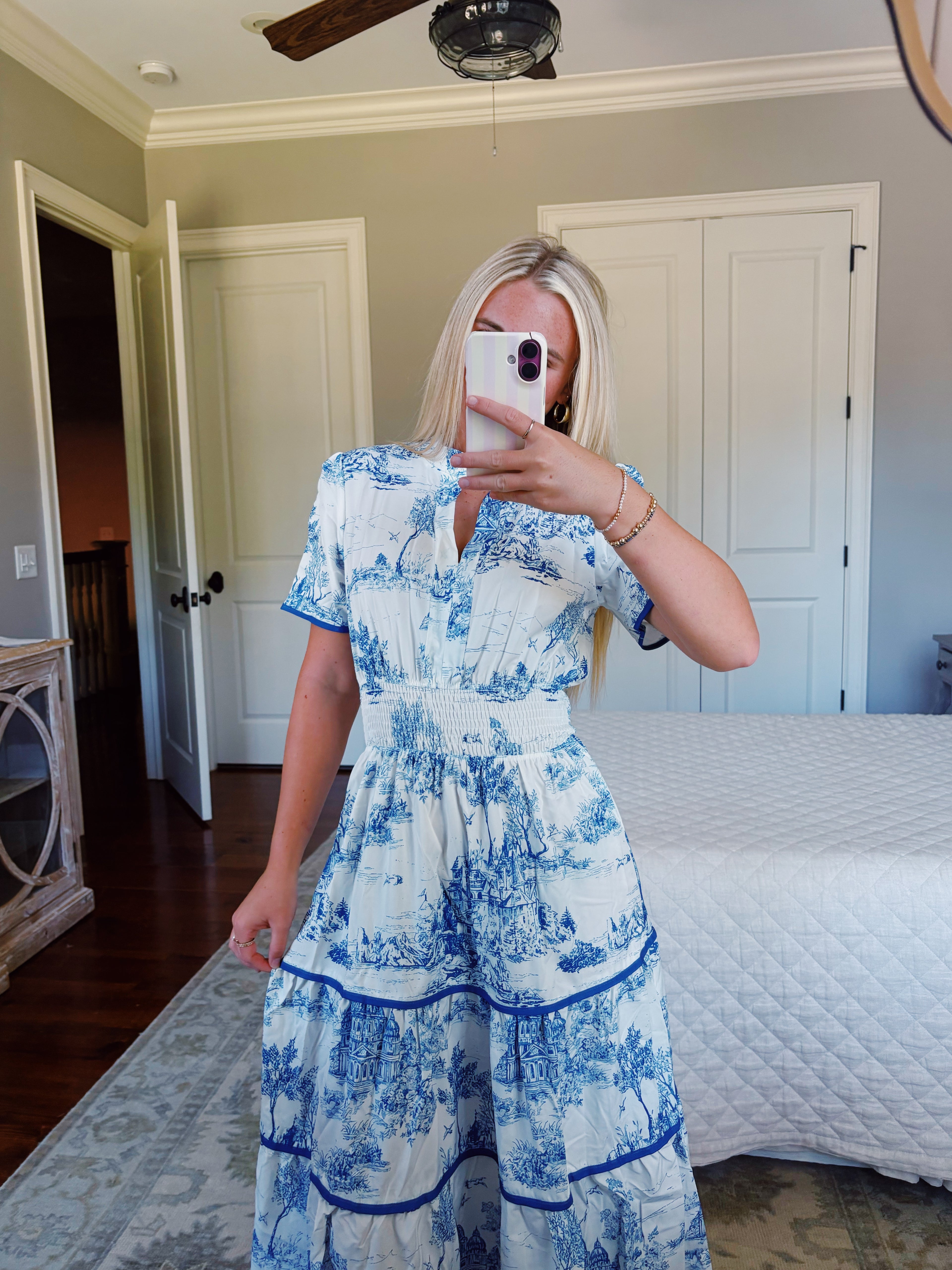 Toile Print Maxi Dress