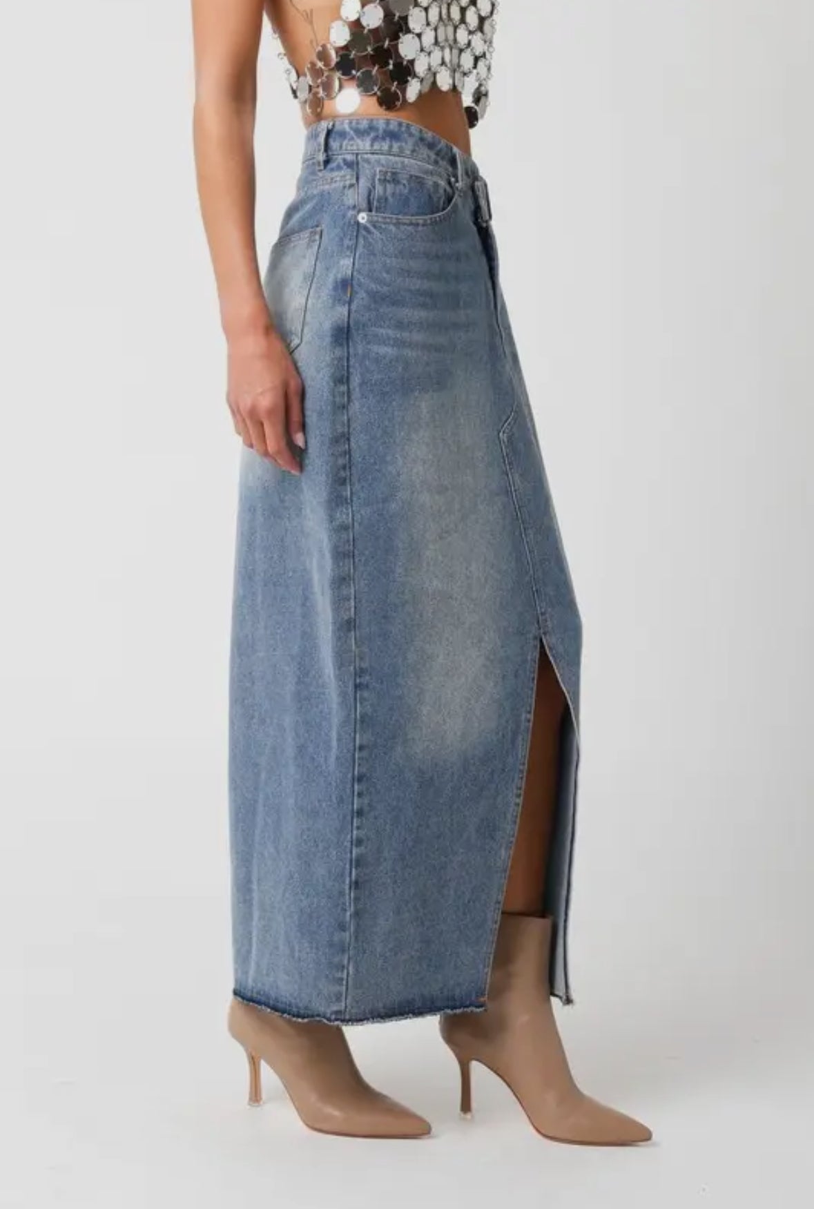Dixie Denim Midi Skirt